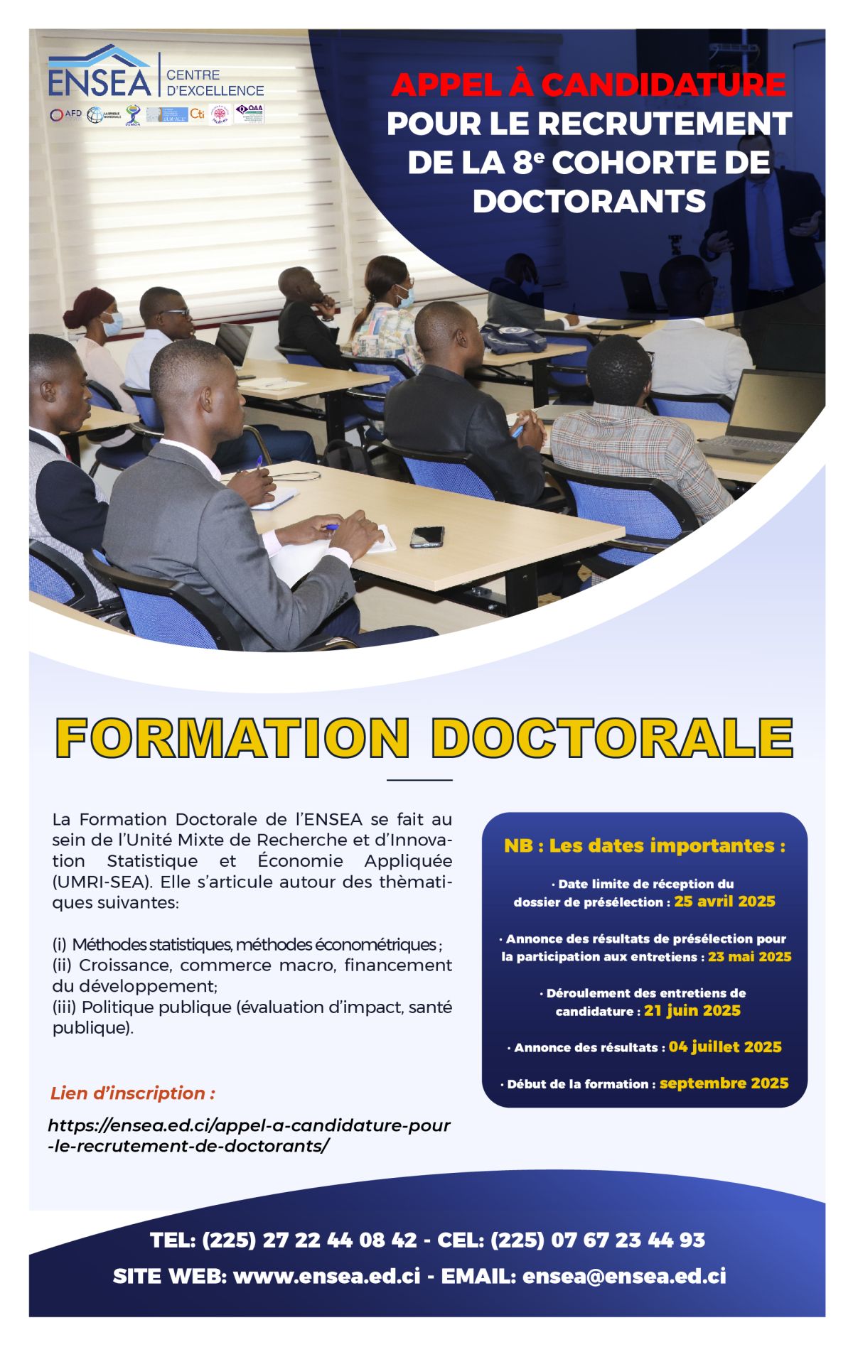 Candidature pour le Recrutement de la 8ème Promotion des Doctorants